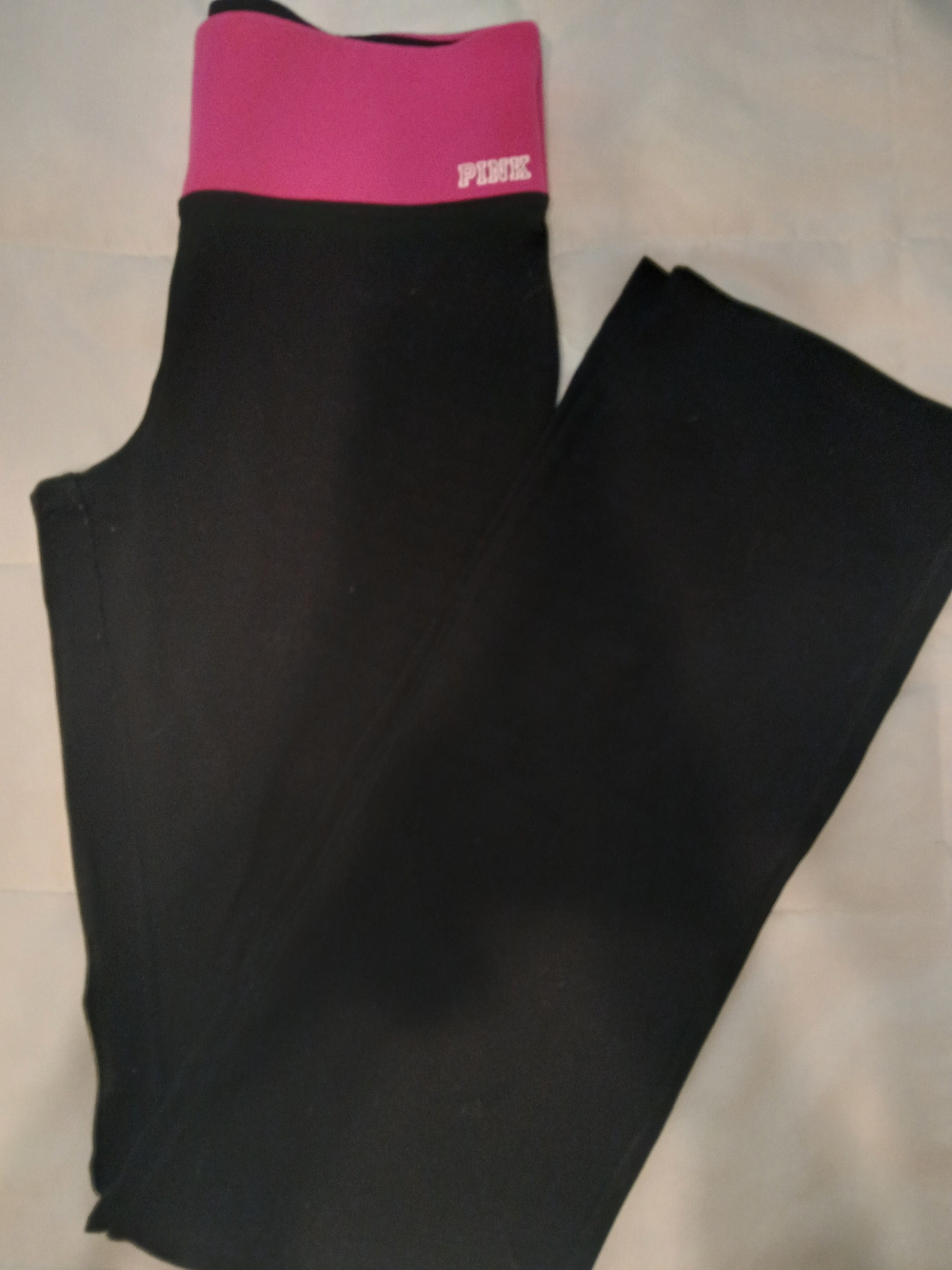 Victoria's Secret PINK Black Straight Leg Pants with Pink Waistband
